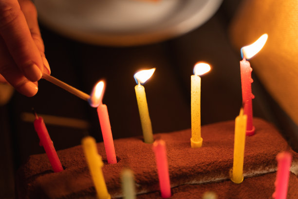 点燃生日蛋糕蜡烛图片下载