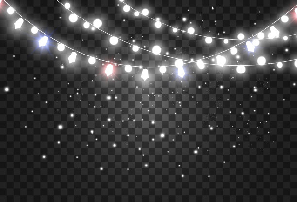 一个透明背景上的光花环的矢量插图。图片下载