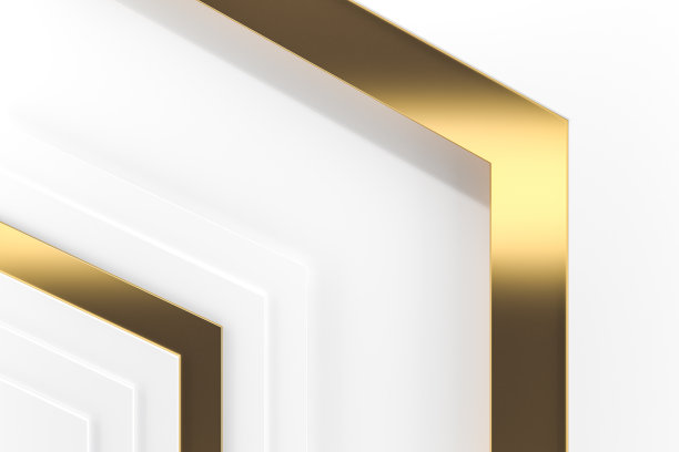 白色金色背景几何形状三维插图。图片下载