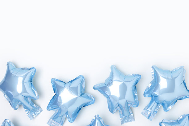 蓝星气球做成的框架。婴儿洗澡的概念。图片下载