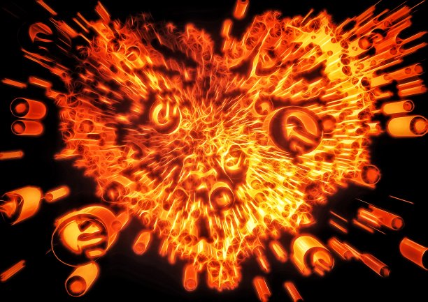 爆炸的心形火焰图图片下载