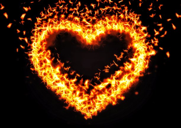 爆炸的心形火焰图图片下载