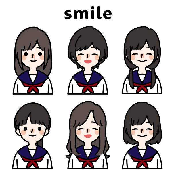 简单和可爱的女学生插图图片下载