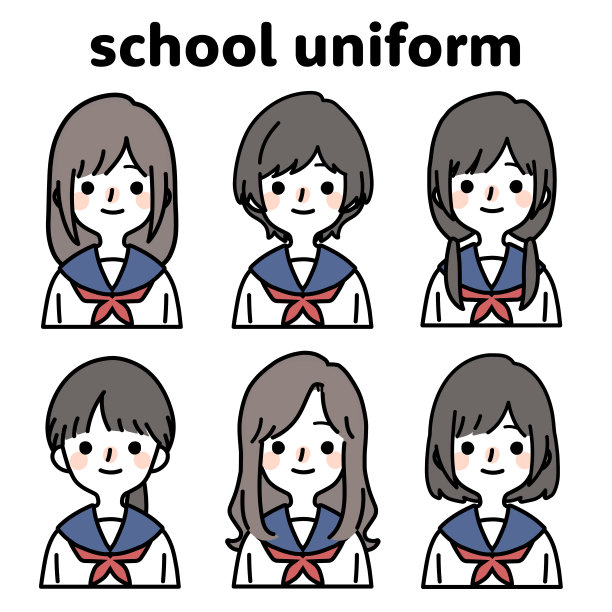 简单和可爱的女学生插图图片下载