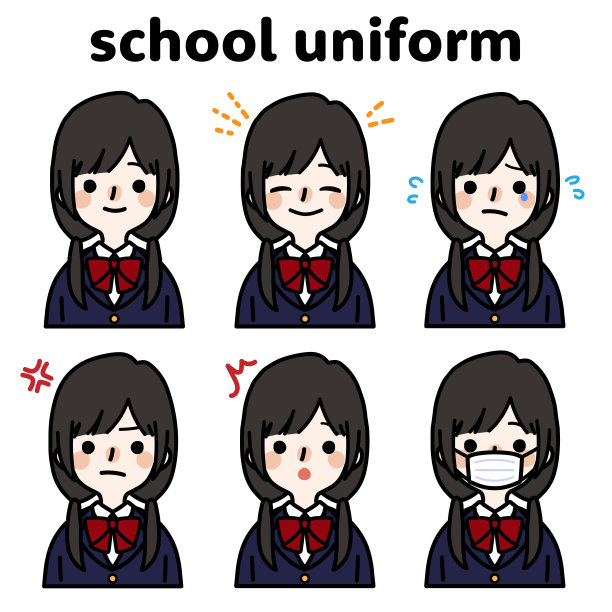 简单和可爱的女学生插图图片下载