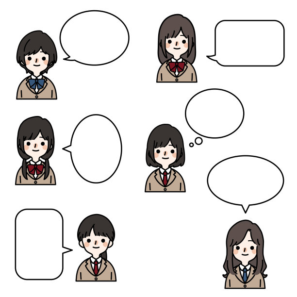 简单和可爱的女学生插图图片下载