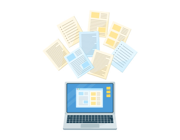 打印从计算机中弹出的插图。工作场景的概念说明。白色背景上的矢量数据。图片下载