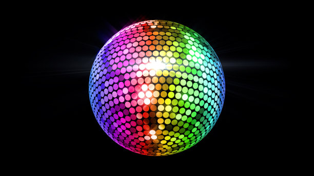 镜子球迪斯科灯俱乐部舞蹈派对闪闪发光的3D插图图片下载