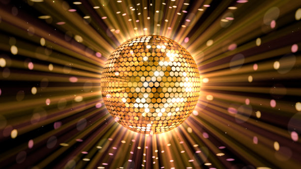 镜子球迪斯科灯俱乐部舞蹈派对闪闪发光的3D插图图片下载