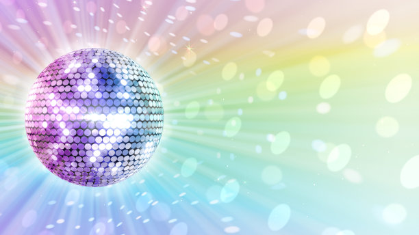镜子球迪斯科灯俱乐部舞蹈派对闪闪发光的3D插图图片下载