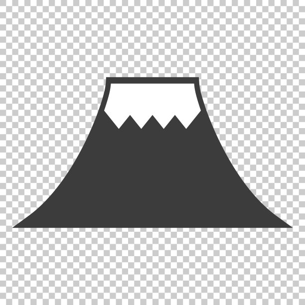 富士山图标孤立在透明的背景上。向量。图片下载