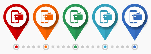 在线支付，信用卡概念矢量图标集，平面设计业务指针，信息图形模板易于编辑图片下载