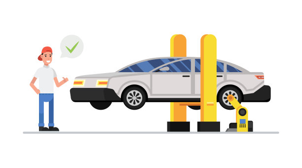 汽车修理。汽车服务。汽车机械及设备的维修。汽车诊断。矢量插图。图片下载