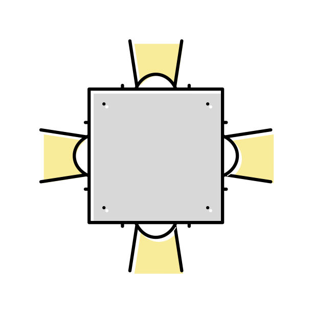 周围照明设备彩色图标矢量插图图片下载