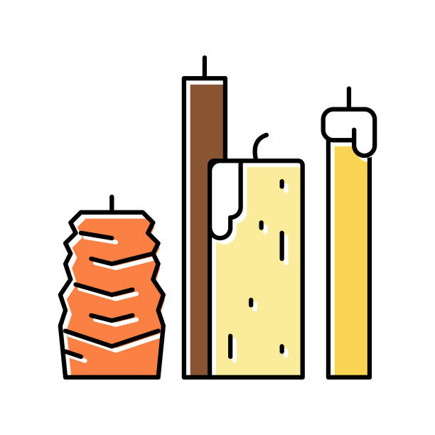 蜂蜡蜡烛养蜂彩色图标矢量插图图片下载