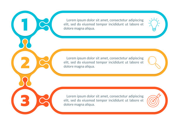 3步信息图与业务图标。垂直信息图，业务流程，演示模板。列出或安排三个数字。版面、横幅、宣传册设计。矢量插图。图片下载