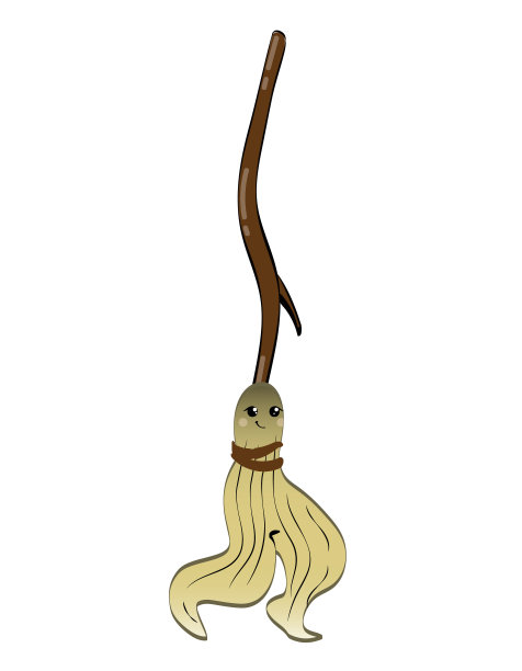 在白色背景上卡通风格的扫帚图片下载