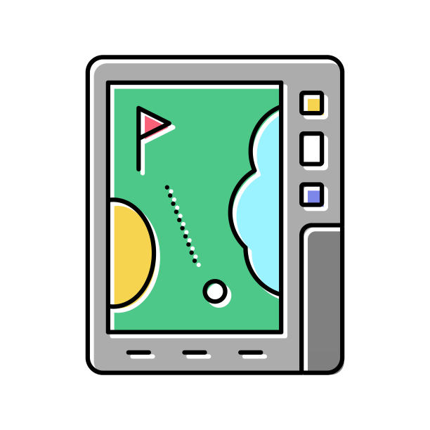GPS设备高尔夫游戏颜色图标矢量插图图片下载
