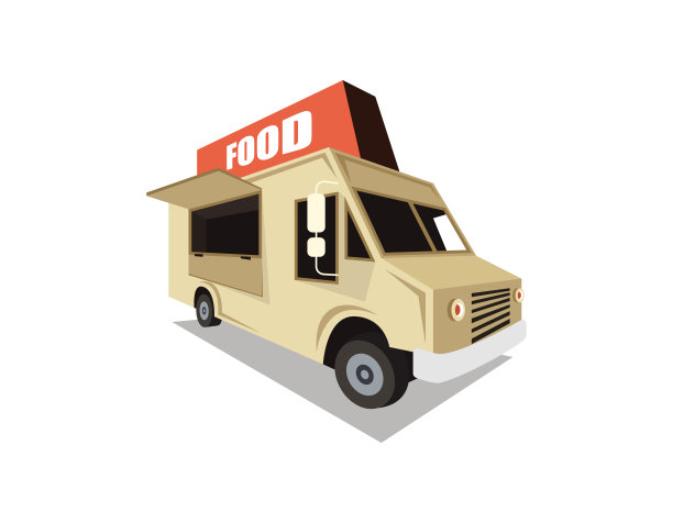 食品卡车。矢量插图。图片下载