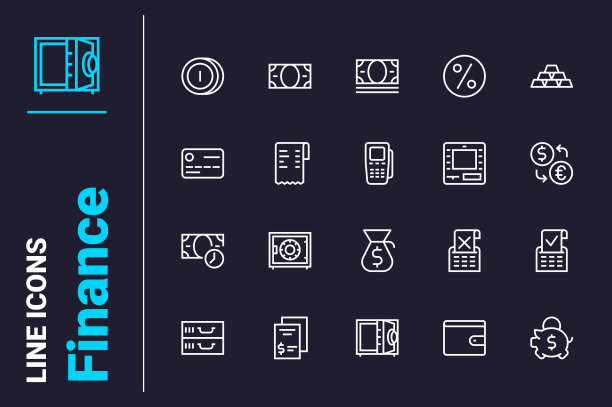 信贷和金融相关符号图标设置图片下载