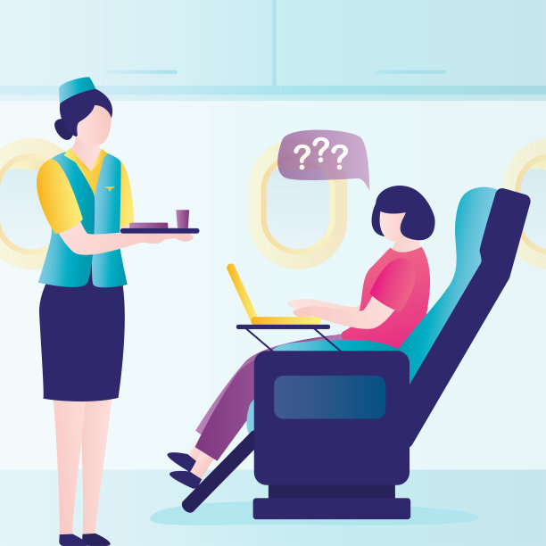 空乘人员向女性提供食物和饮料。空姐为商务舱乘客服务图片下载