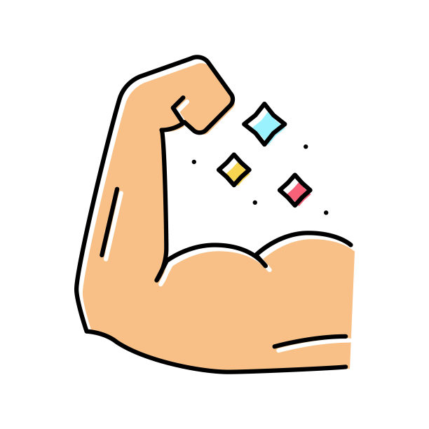 运动员肌肉颜色图标矢量插图图片下载