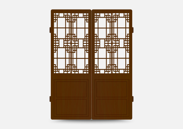 传统的韩国装饰框架模式。套门窗仿古装饰艺术。轮廓矢量插图。图片下载