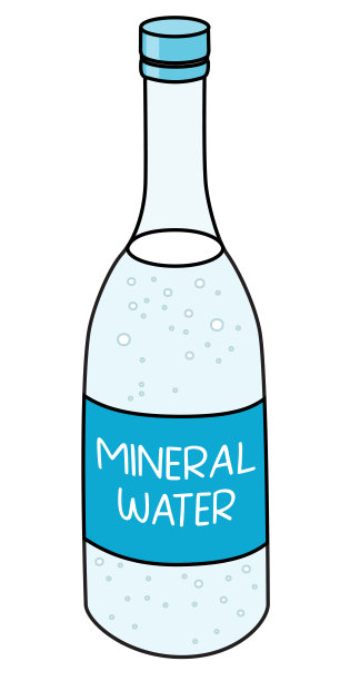 涂鸦卡通风格的气泡矿泉水在一个瓶子。用于卡片，贴纸，海报，酒吧菜单或食谱书图片下载