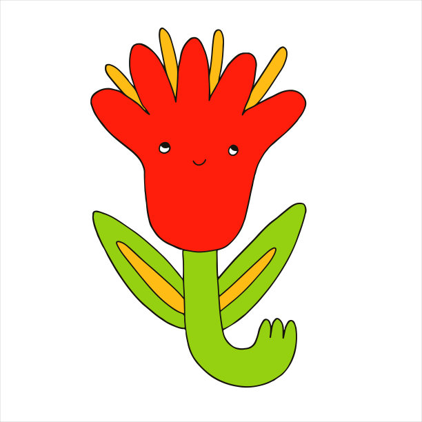 矢量字符-带有脸的复古花朵。嬉皮的花。迷幻儿童核心70和80年代。标志为有机公司，花店，花园，农场。纹身模板。古怪的孤立的花卉标志贴纸。幼稚的家伙图片下载