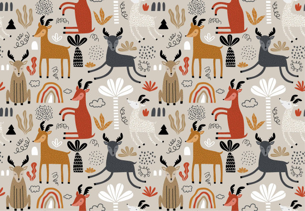 无缝鹿模式。矢量图图片下载