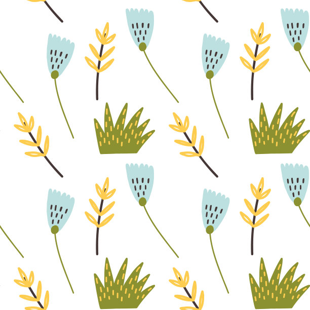 图案田野蓝色花丛图片下载