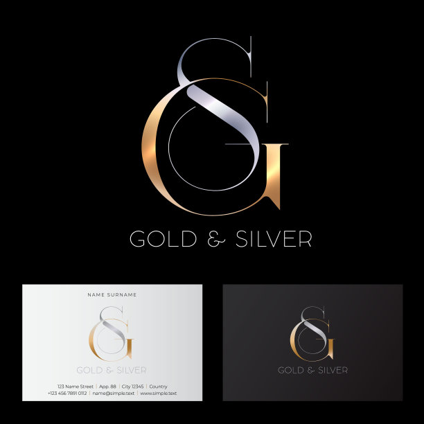 字母S和字母G的交织字母S和G由金银交织的元素组成。珠宝象征。图片下载