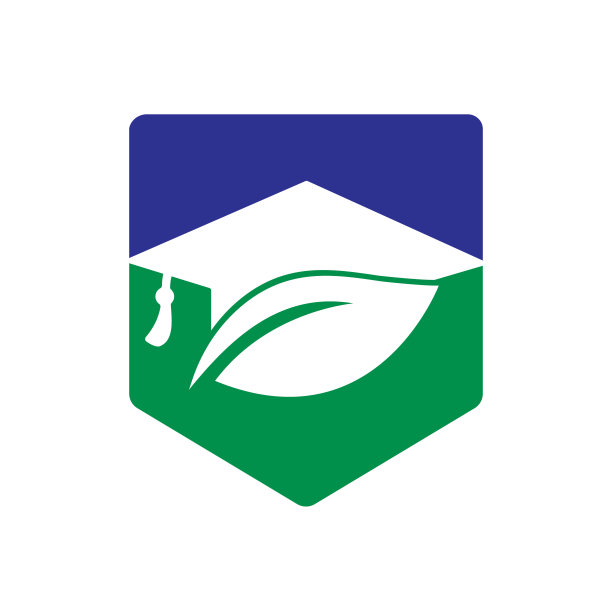 自然学生矢量标志模板。叶与毕业帽标志模板矢量图标设计。图片下载