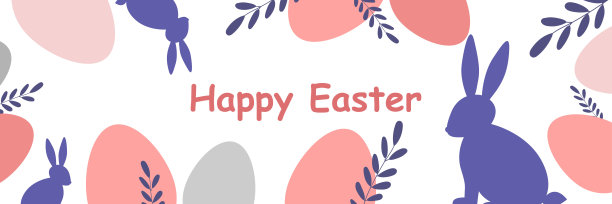 快乐的复活节横幅，兔子和鸡蛋图片下载