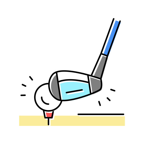 高尔夫运动游戏颜色图标矢量插图图片下载