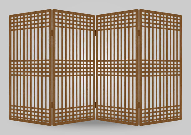 传统韩国装饰木百叶窗框架图案。房间分隔器古董装饰艺术矢量插图。自然色木。木材表面。图片下载