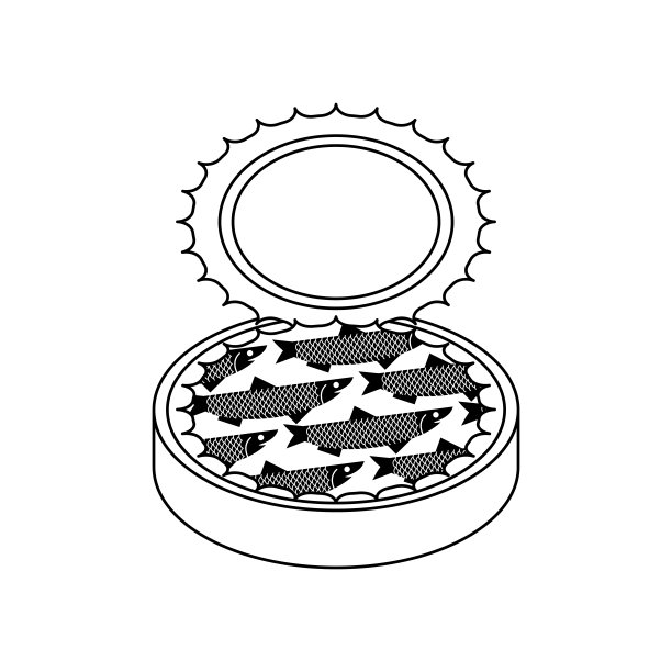 鳀鱼罐头。凤尾鱼罐头产品。矢量图图片下载