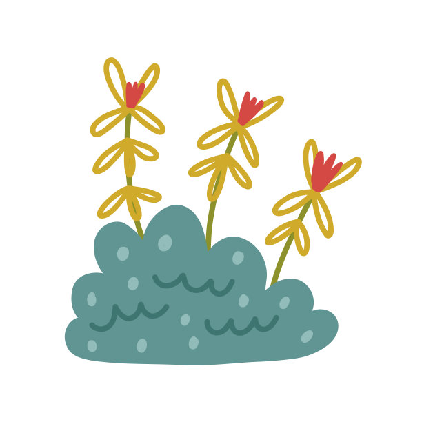 草灌木和花植物手绘图片下载