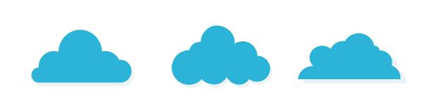 云图标设置在时尚平面风格孤立在蓝色背景。云符号为您的网站图片下载