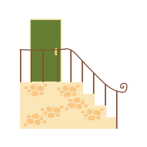 一扇简单的前门或内门。房子内部的一部分。门廊的房子有石阶。矢量插图孤立在白色背景上。卡通风格。图片下载