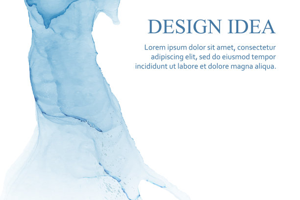 水彩背景与抽象的蓝色墨波和飞溅。图片下载