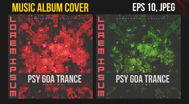 音乐专辑封面的网页展示。CD封面与黑胶唱片矢量设计。图片下载