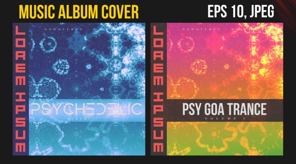 音乐专辑封面的网页展示。CD封面与黑胶唱片矢量设计。图片下载