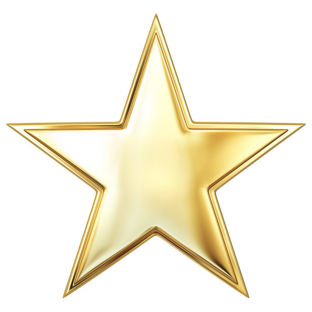 黄金之星。孤立的白色图片下载
