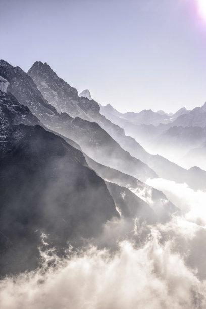 从空中俯瞰春天的喜马拉雅山图片下载