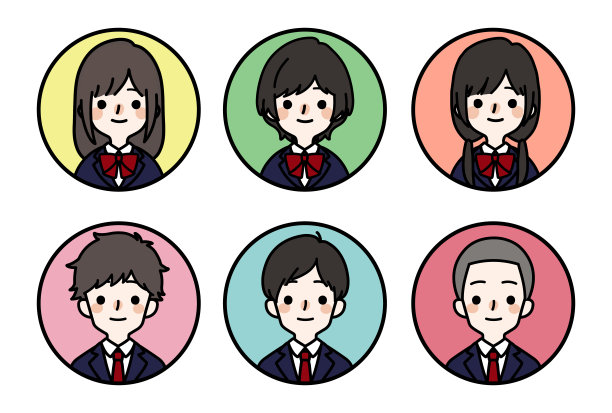 可爱的男女学生插图图片下载