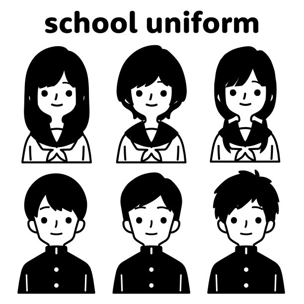 可爱的男女学生插图图片下载