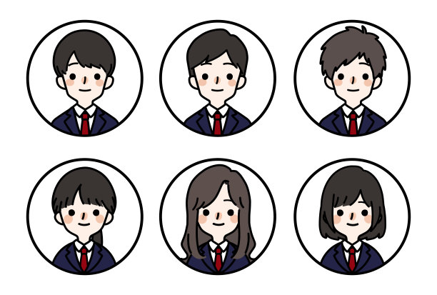 可爱的男女学生插图图片下载