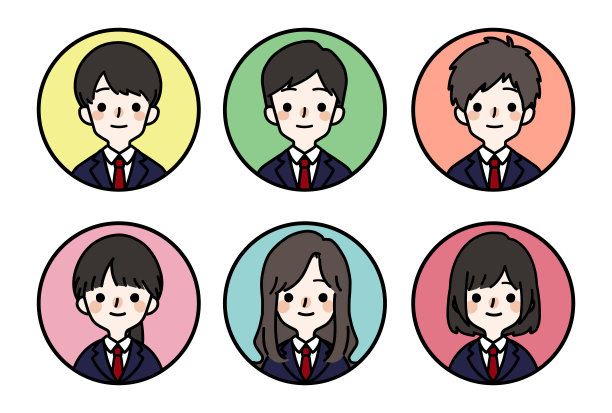 可爱的男女学生插图图片下载