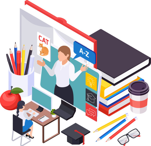 在线教育等距设计理念图片下载